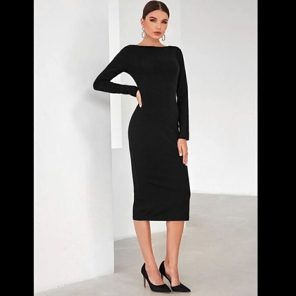 Amanda Uprichard Emerald Green Back Zipped Long Sleeve Bodycon Dress - Picture 2 of 8